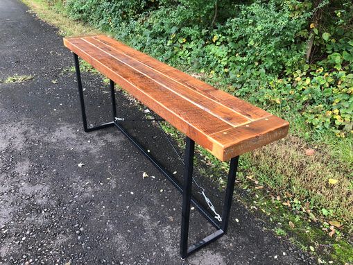 Custom Made Reclaimed Wood And Welded Steel Console Table