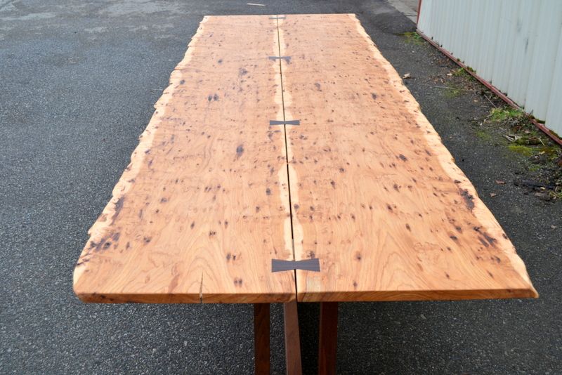 Buy Hand Crafted Live Edge Hickory Dining Table With Nakashima Style