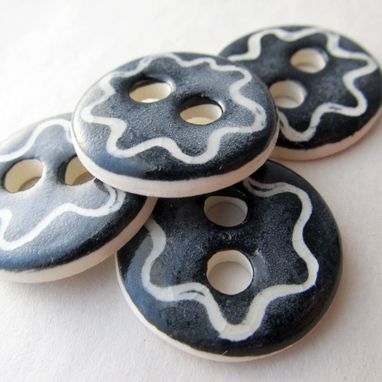 Custom Made Handmade Carved Ceramic Button One Button
