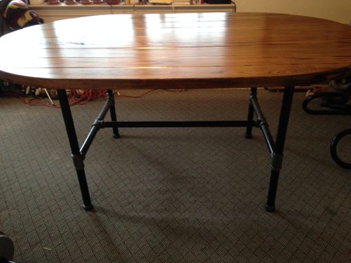 Custom Made Oval Oak Industrial Table