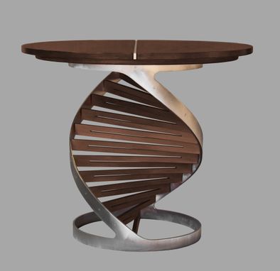 Custom Made "Helix" Table, Steel And Wood