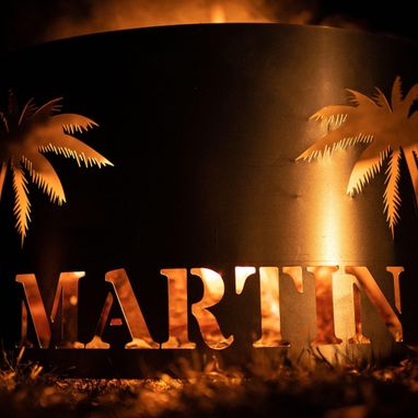 Custom Made Personalized Tropical Scene Fire Pit Ring