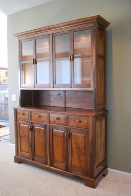 Custom Made Walnut And Sycamore China Hutch