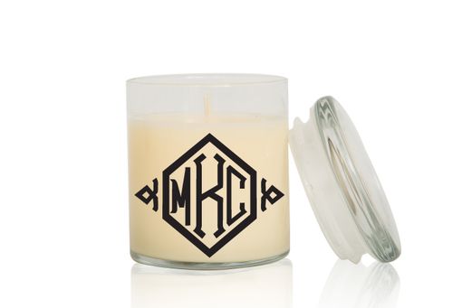 Custom Made Monogram Candle | Font: Diamond | Large Creme Brulee/Vanilla Scented Candle