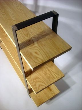 Custom Made Flat Bar Bookcase - Ash & Steel