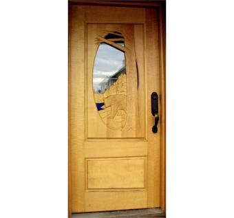 Custom Made Curly Maple Hand Carved Door
