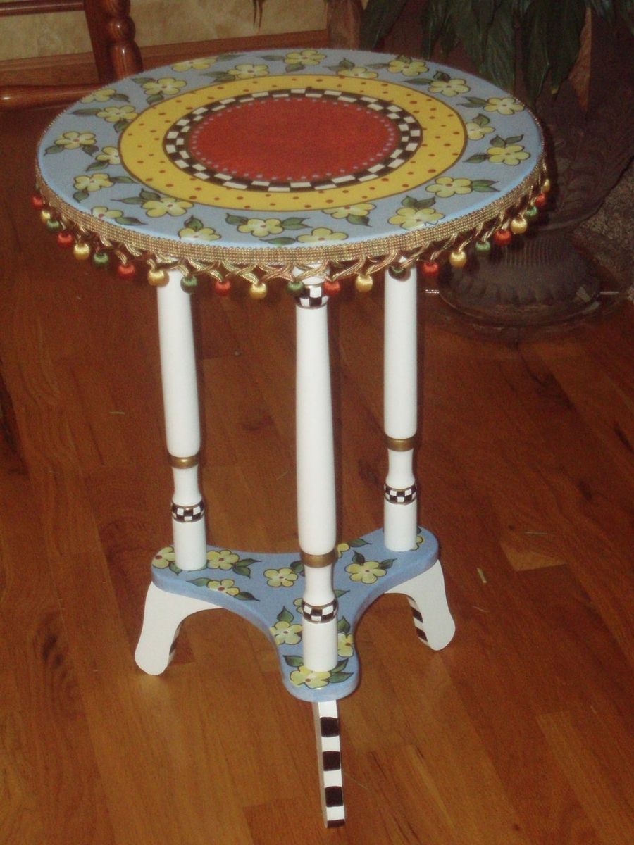 Custom Hand Painted Accent Table by Michele Sprague Design