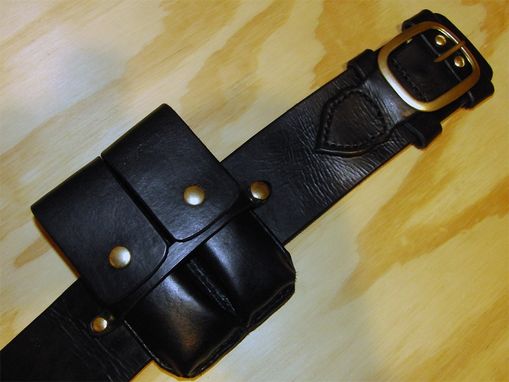 Custom Made Black Gunslinger Rig With Double Magazine Pouch Western Style Gun Fighter Belt With Lined Holster