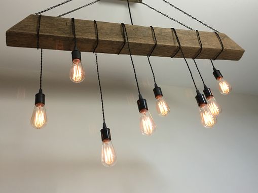 Custom Made Reclaimed Barn Beam Light Fixture/Bar/Restaurant /Home. Edison Bulb. Rustic Modern Industrial