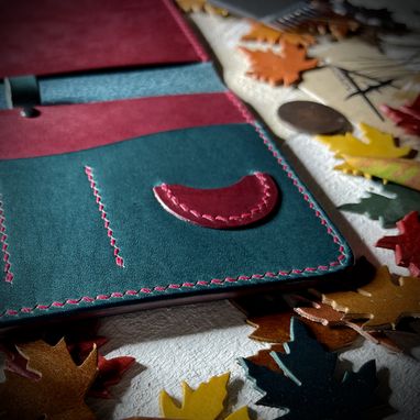 Custom Made Handmade Italian Leather Scorecard Holder Teal, Burgundy, & Red