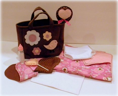 Custom Made Brown And Pink Baby Doll Set "Little Mommy & Me''