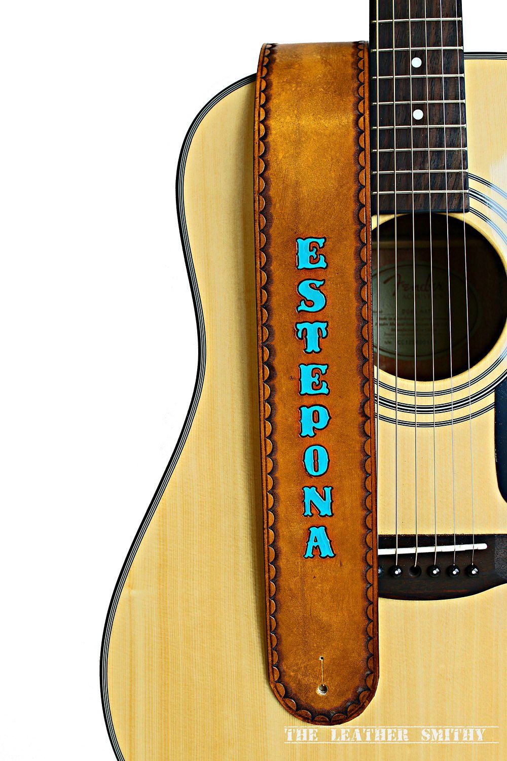 Buy Custom Made Personalized Tan Leather Guitar Strap With Hand Painted