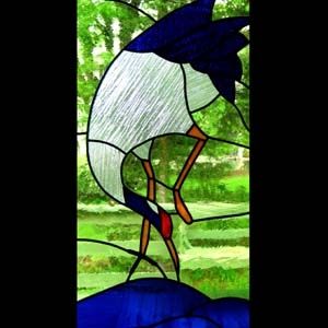 Custom Made "Messenger Of The Gods" (Oriental Crane) Laundry Stained Glass Window