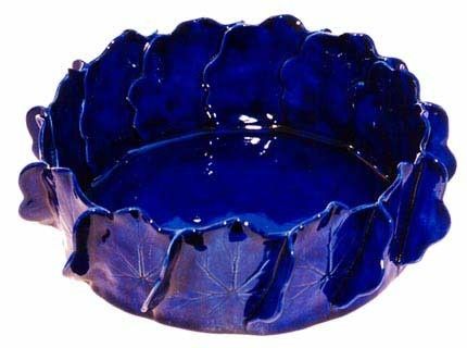 Custom Made Ceramic 8" Geranium Leaf Bowl - Cobalt Blue