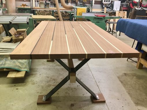 Custom Made Sapele, Maple, & Wenge Striped Dining Table