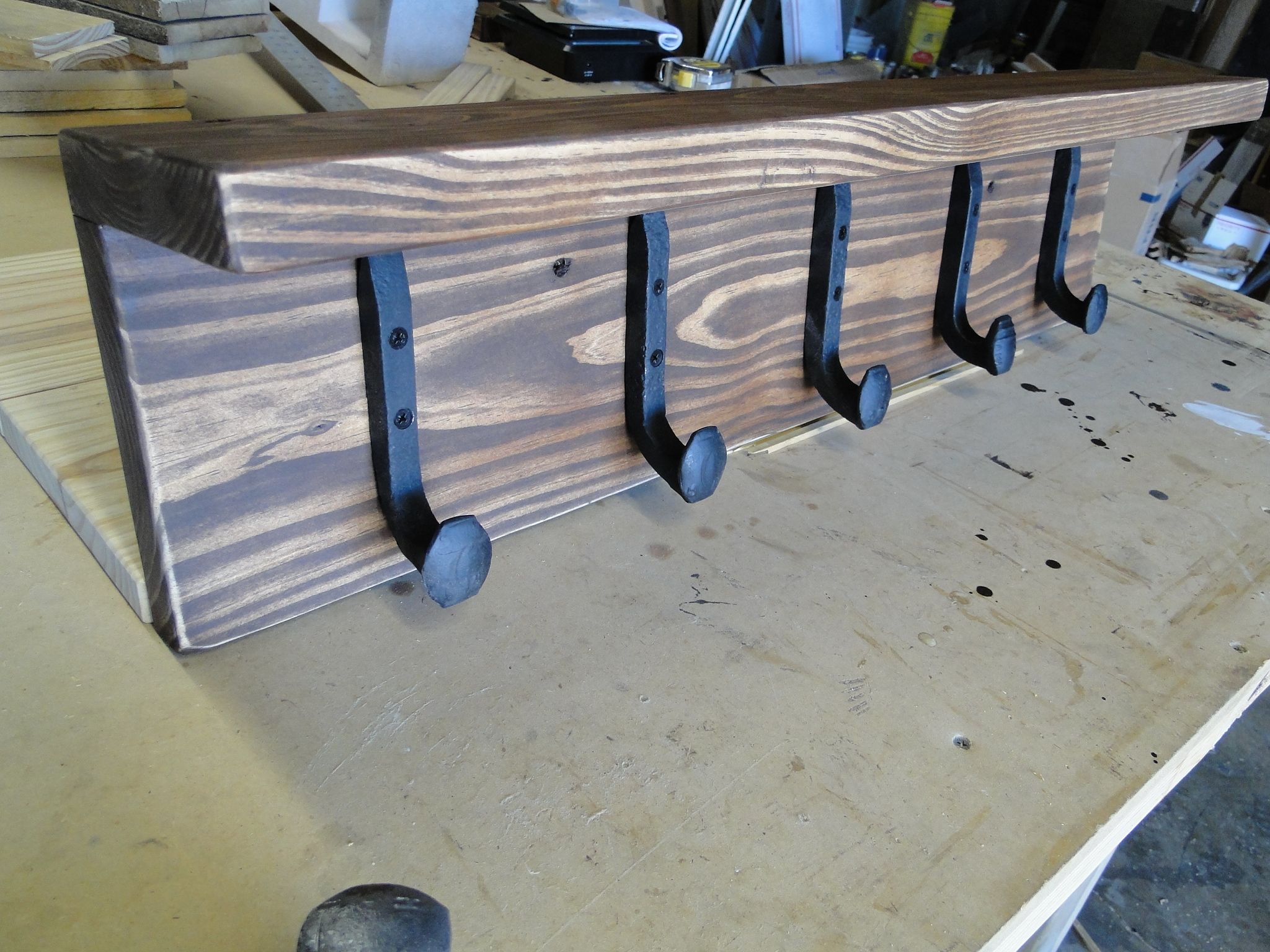 Buy Hand Made Coat Rack With Railroad Spikes, made to order from