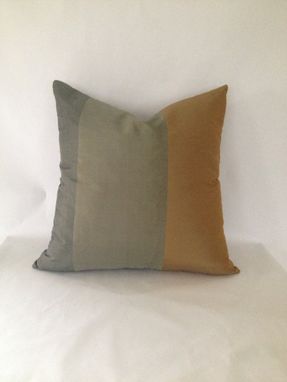 Custom Made Set Of 2: Gold And Green Multi Striped Silk Pillow Covers
