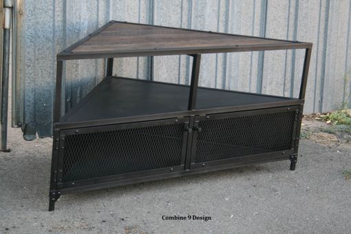 Custom Made Corner Unit / Tv Stand. Vintage/Modern Industrial. Steel/Reclaimed Wood. Media Console. Rustic.
