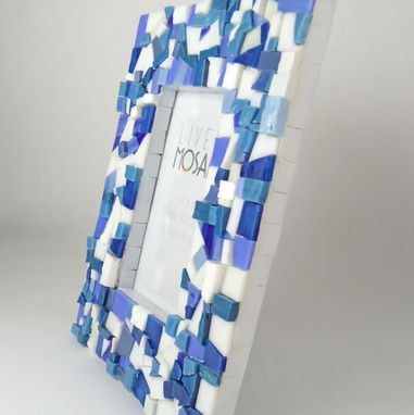 Custom Made Blue Mosaic Picture Frame