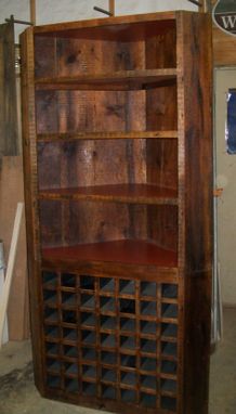 Custom Made Reclaimed Lumber Wine Corner Cabinet