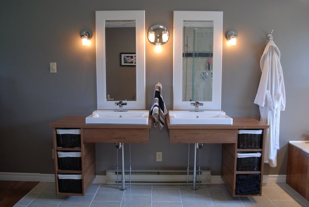 Walnut Floating Vanity & Shelf