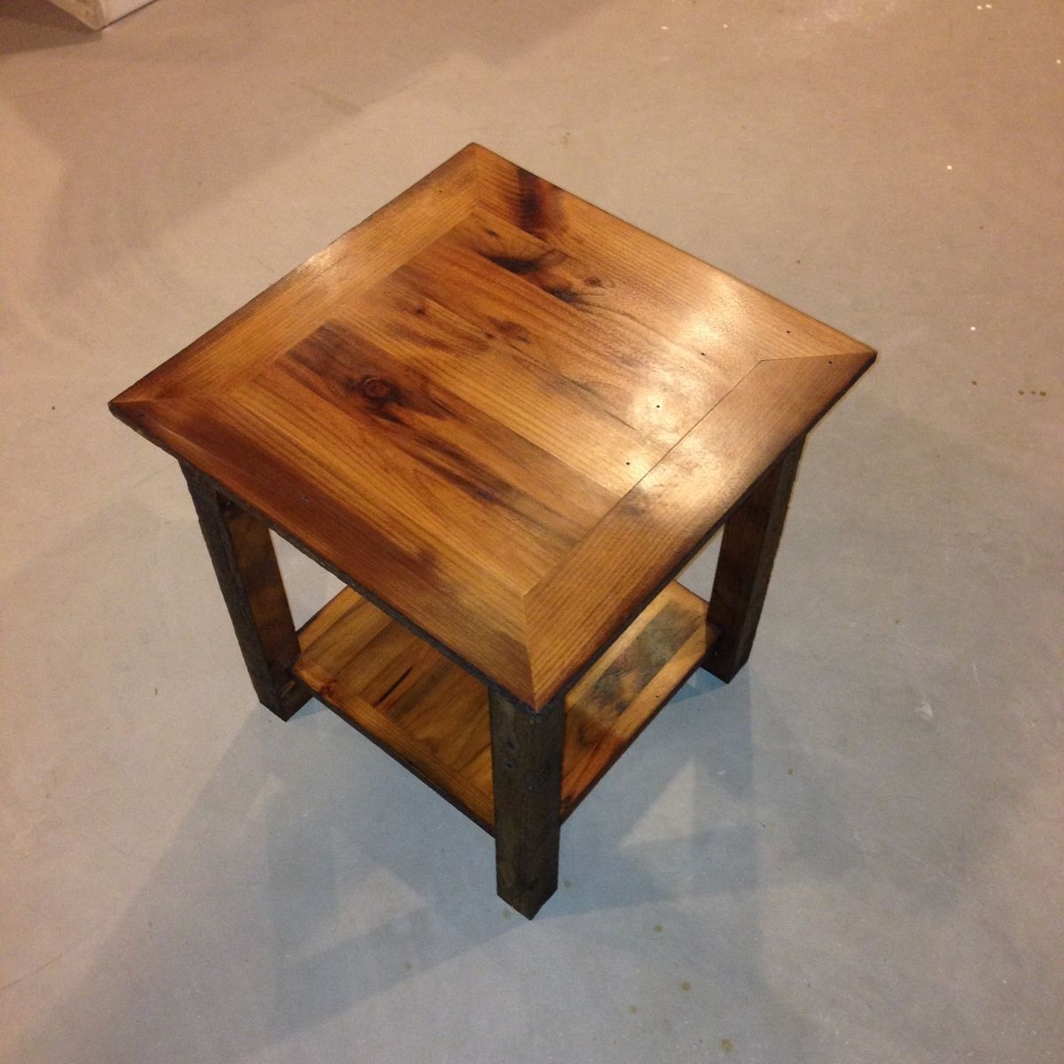Hand Crafted Reclaimed Barnwood End Table by Ore Dock Design