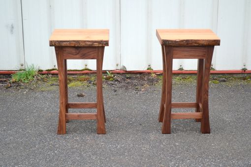 Custom Made Live Edge Elm And Walnut Side Tables With Curved Legs