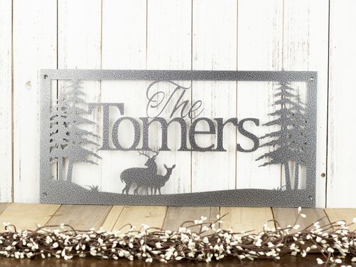 Custom Made Personalized Last Name Sign - Laser Cut Name Sign - Deer Metal Wall Art - Lake House Decor