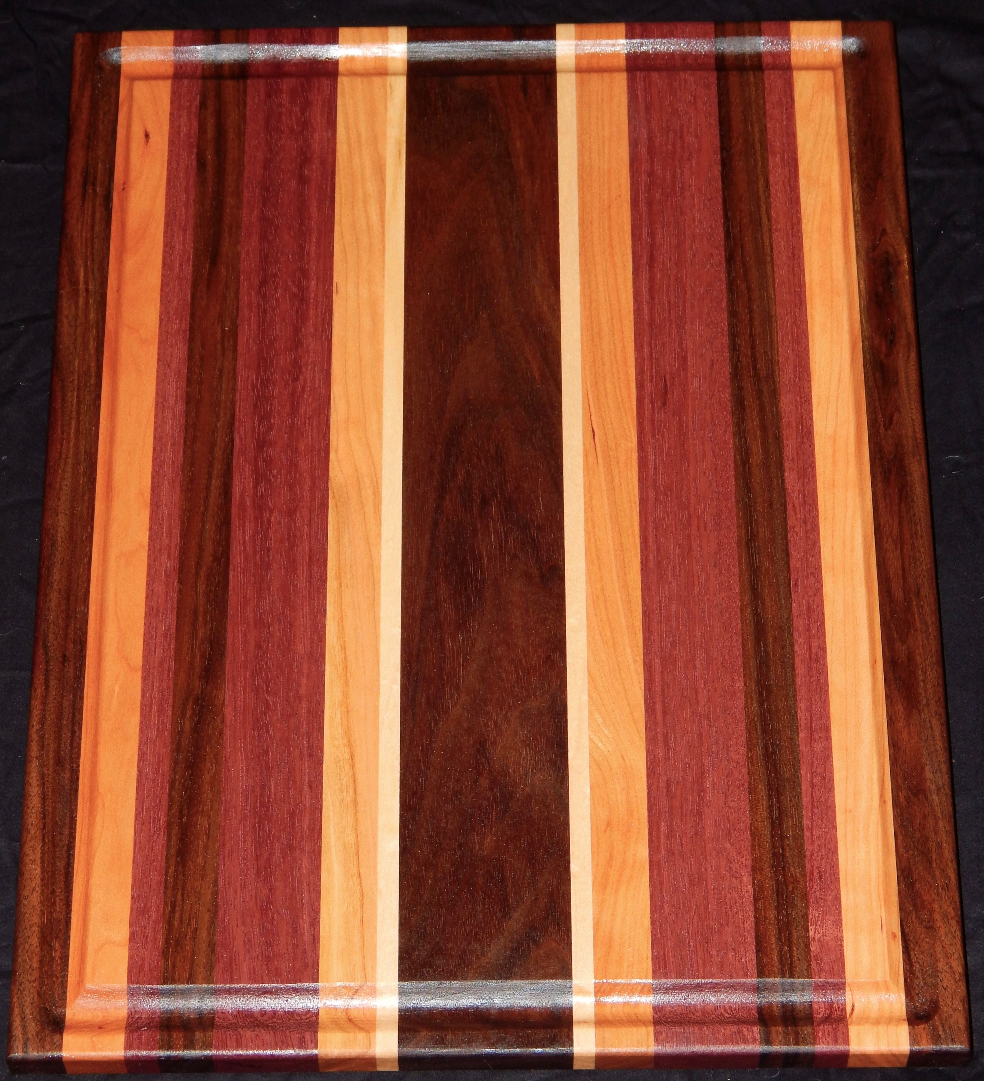 Hand Made Walnut Cherry Purpleheart And Maple Face Grain Cutting Board By Pjs Custom 