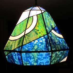 Custom Made Blue And Green Swirl Hanging Lamp