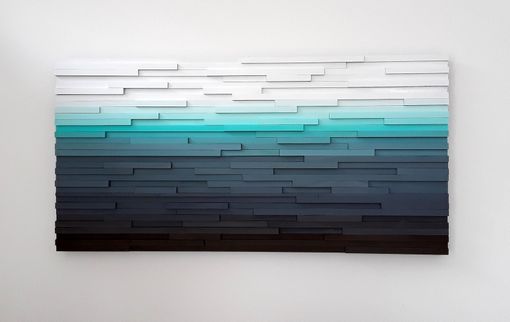 Custom Made Abstract Ocean Landscape, Modern Wood Wall Art, Blue Home Decor