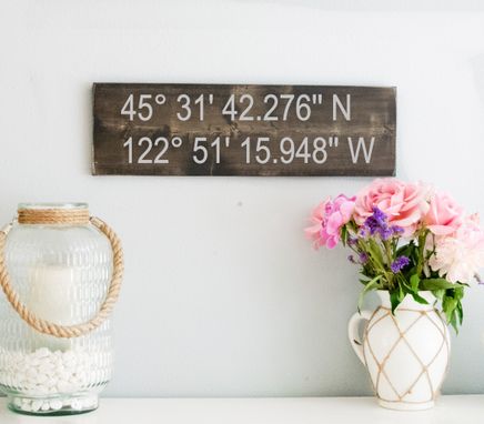 Custom Made Longitude Latitude Sign - Gps Coordinates Wood - Personalized Wood Home Wall Décor