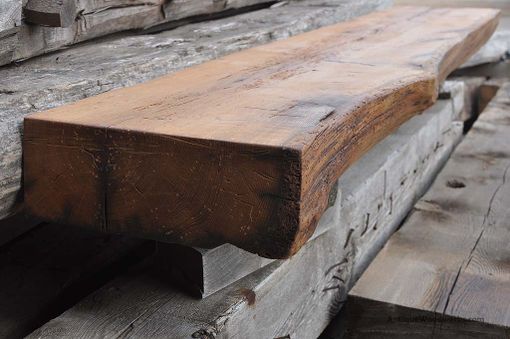 Custom Made Rustic Fireplace Mantel Shelf - Cut Oak Tree-Like Face