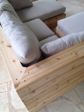 Custom Made Cedar Outdoor Sofa With Chaise And Ottoman