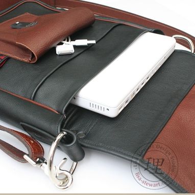 Custom Made Leather & Suede Messenger Long Laptop Ipad Tech Bag