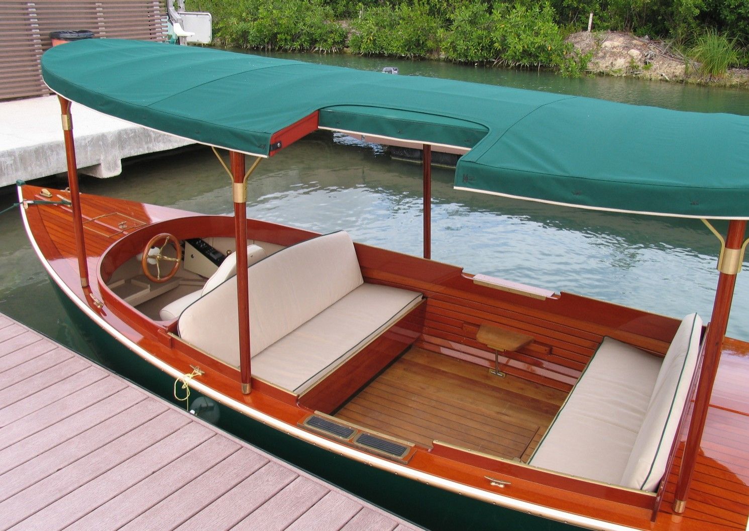 Custom 19' Trouve Electric Launch by Budsin Wood Craft