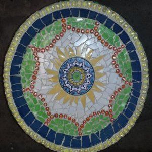 Custom Made Unique Mosaic Colorful Coaster And Ceramic Upcycled Dinnerware Birdbath