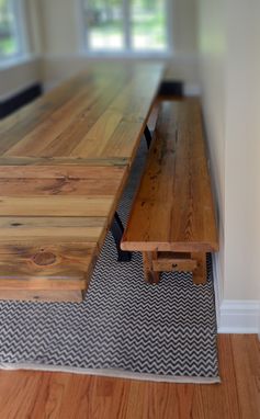 Custom Made Industrial Wishbone Leg Rustic Wood Table And Bench