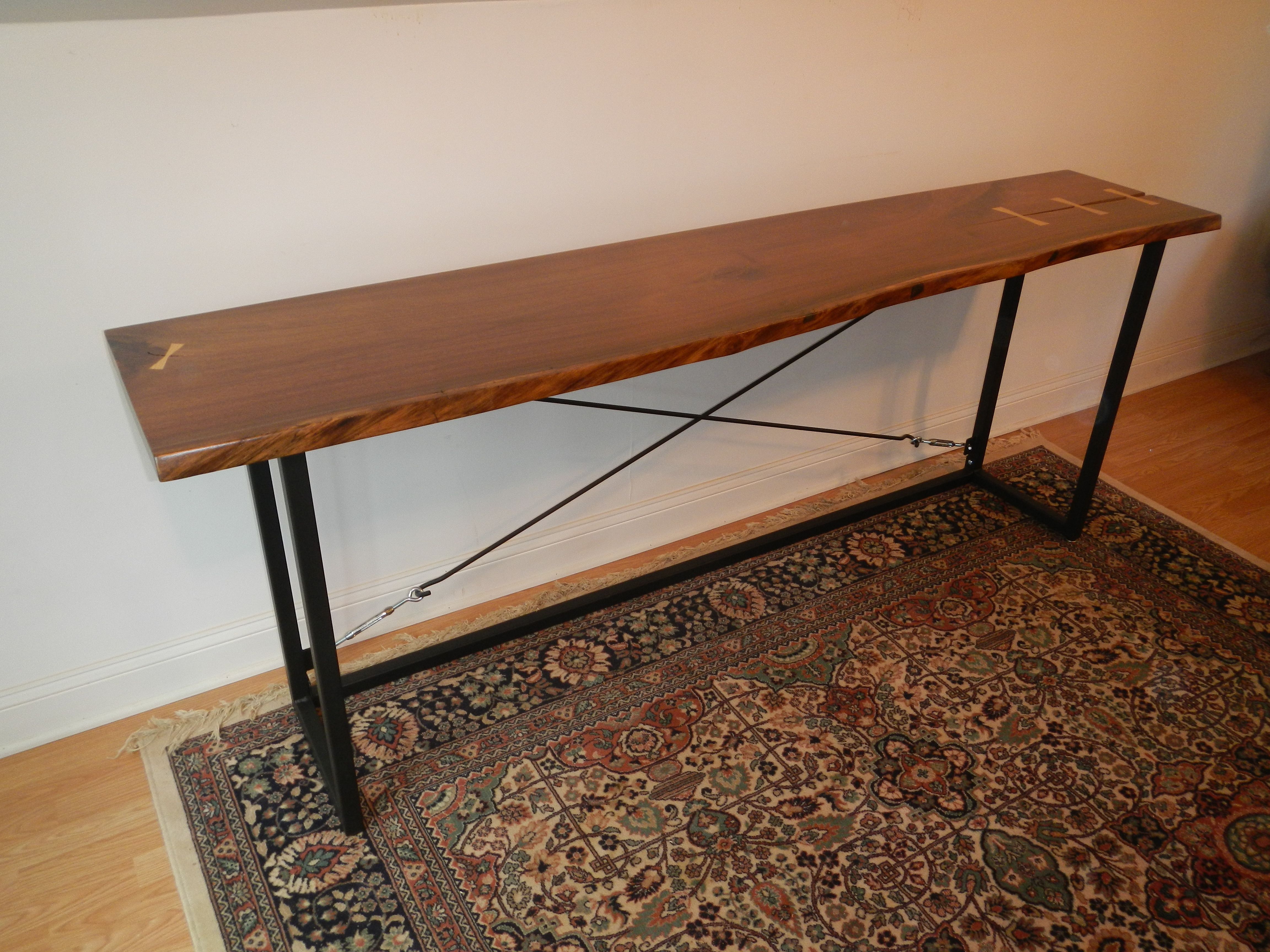 Custom Made Live Edge Black Walnut Console Table by Don Yacovella