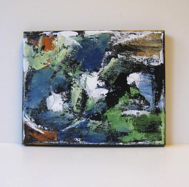 Custom Made Blue And Forest Green Abstract Original Acrylic Painting Canvas