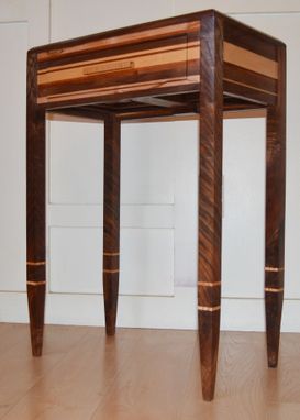 Custom Made Figured Walnut, Maple And Combination Solid Wood Federal Side Table