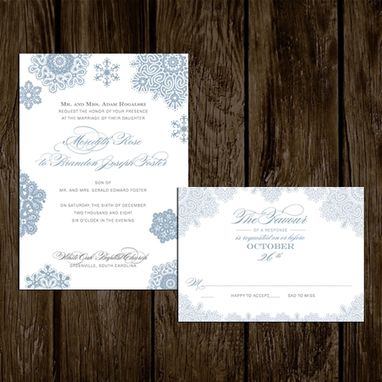 Custom Made Winter Snowflake Wedding Invitations
