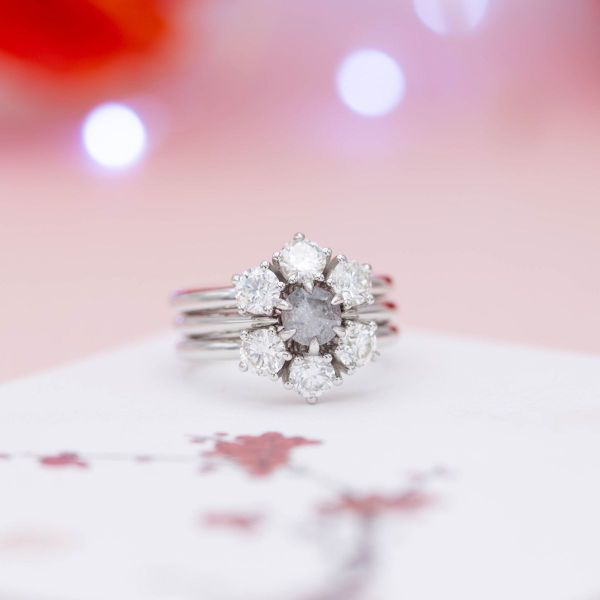 This salt and pepper diamond is a medium gray color.