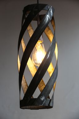 Custom Made Wine Barrel Ring Swirl Pendant Light - Suliya - Made From Retired California Wine Barrel Rings