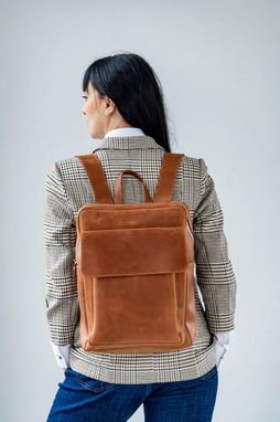 Custom Made Laptop Backpack, Leather Backpack, Big Leather Backpack,