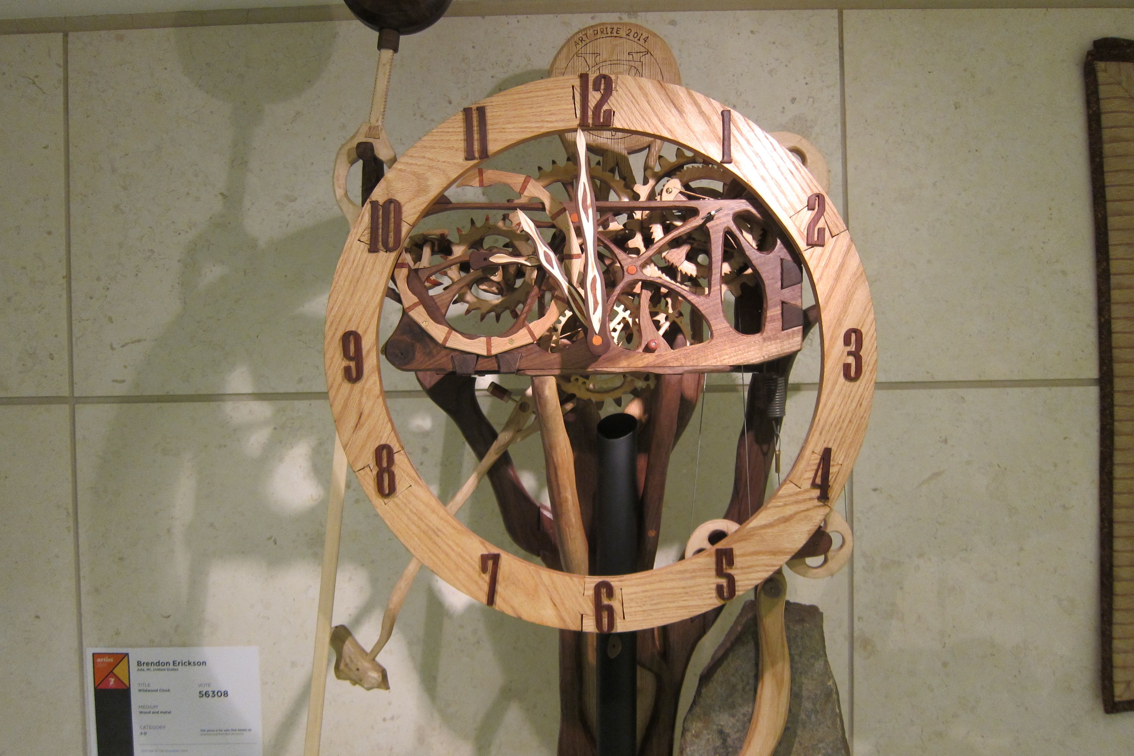 Hand Crafted Hand Carved Wooden Gear Clock by Viking Clocks LLC