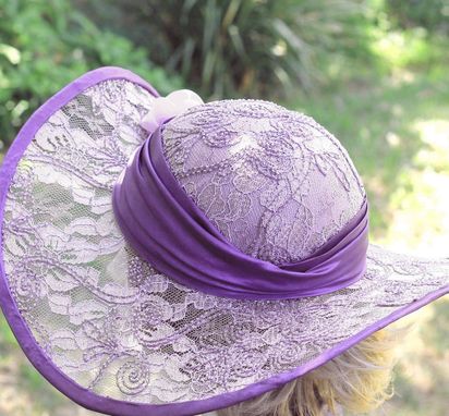 Custom Made Elegant Formal Wide Brim Summer Sun Hat Flowers Lace Shabby Chic