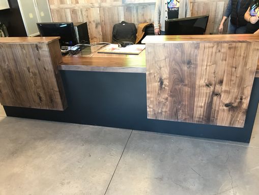 Custom Made Walnut And Steel Reception Desk