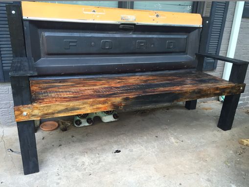 Custom Made Black And Orange Ford Tailgate Bench