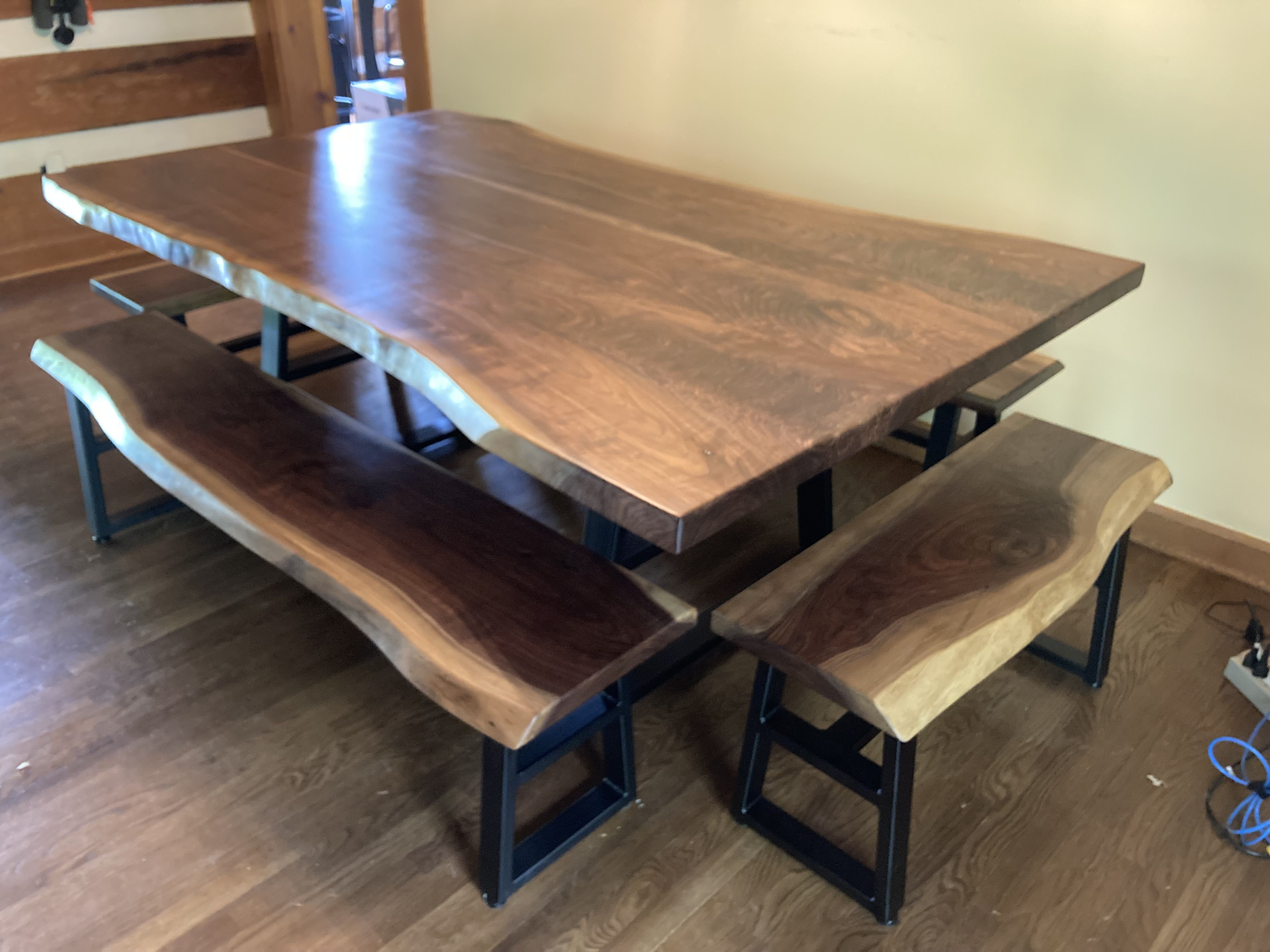 Buy Custom Walnut Dining Table And Benches, made to order from Carstens